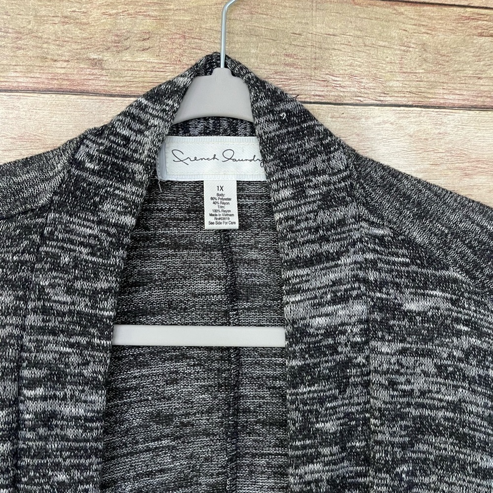 French Laundry Women’s Black And Gray Fringe Cardigan Sweater Plus Size: 1X - Picture 5 of 10